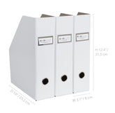 Bigso Fiona 3pc. White Fiberboard Upright Magazine Storage Boxes 10" x 12.5" x 3.3"